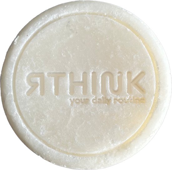 Witte RTHINK zeepbar met "your daily routine" inscriptie.