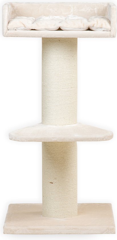 RHR Quality Maine Coon Lounge Krabpaal - Crème/wit - 60 x 60 x 120 cm  voor grote katten