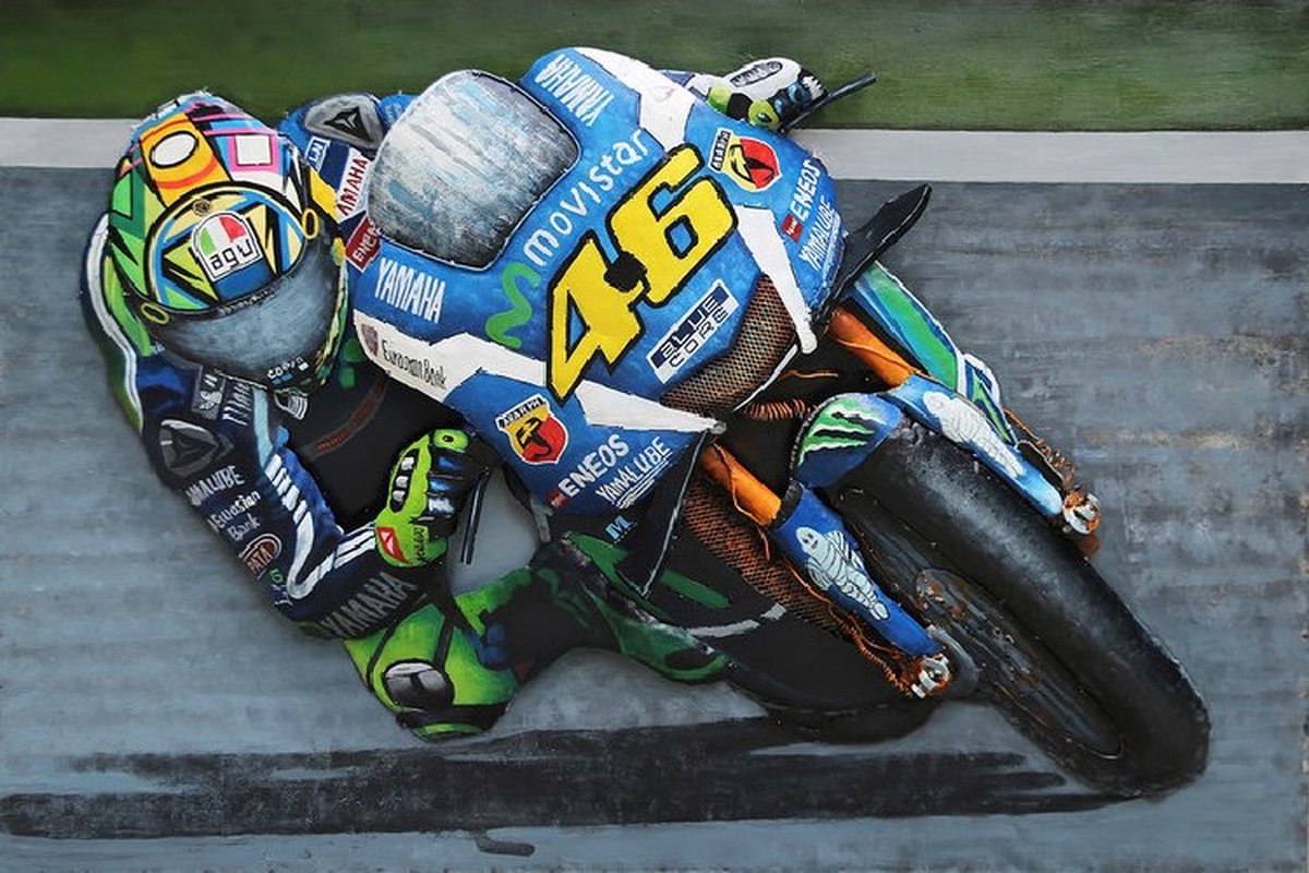 3D Metaalschilderij - Motor GP - 120 x 3 x 80 cm