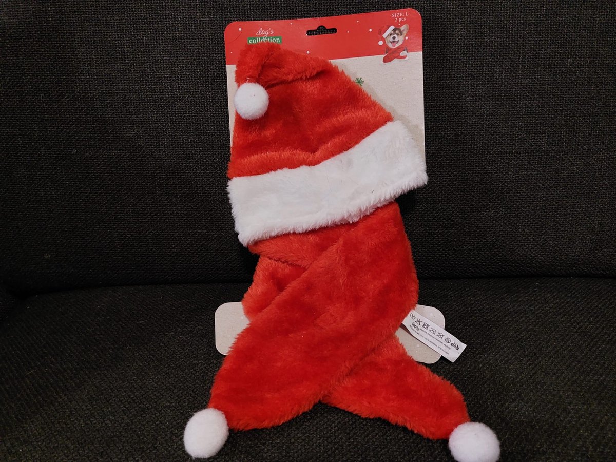 Kerst Hondenpakje - 2-delig | Maat L - Kerst Hondenmutsje en Hondensjaaltje - Tweedelige Kerstset Honden - Honden Kerstpakje