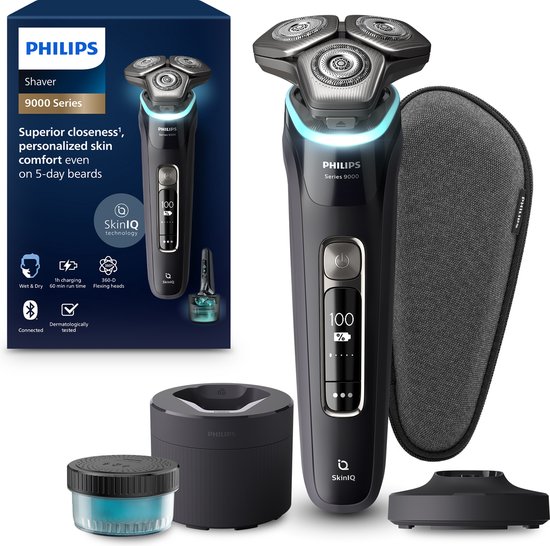 Philips Shaver 9000 Series S9976/55 - Elektrisch scheerapparaat – met trimmer – mannen - Met Quick Clean Pod - Donkergrijs Philips Shaver 9000 Series S9976/55 - Elektrisch scheerapparaat – met trimmer – mannen - Met Quick Clean Pod - Donkergrijs
