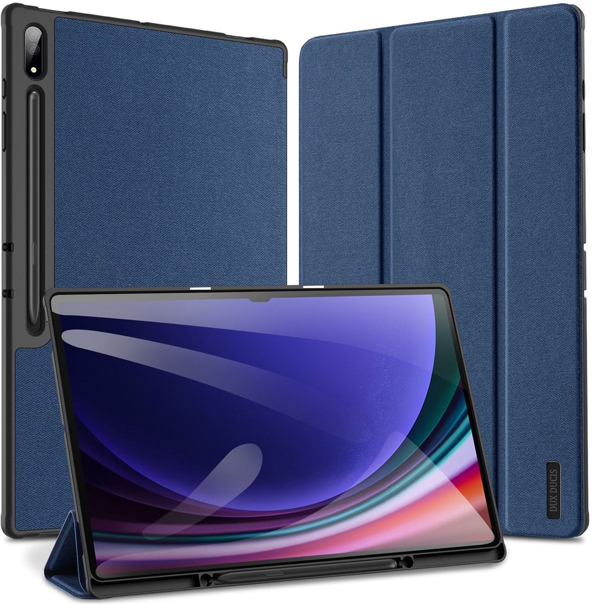 Mobigear Tablethoes geschikt voor Samsung Galaxy Tab S10 Ultra Hoes | Mobigear Domo Bookcase + Stylus Houder - Blauw