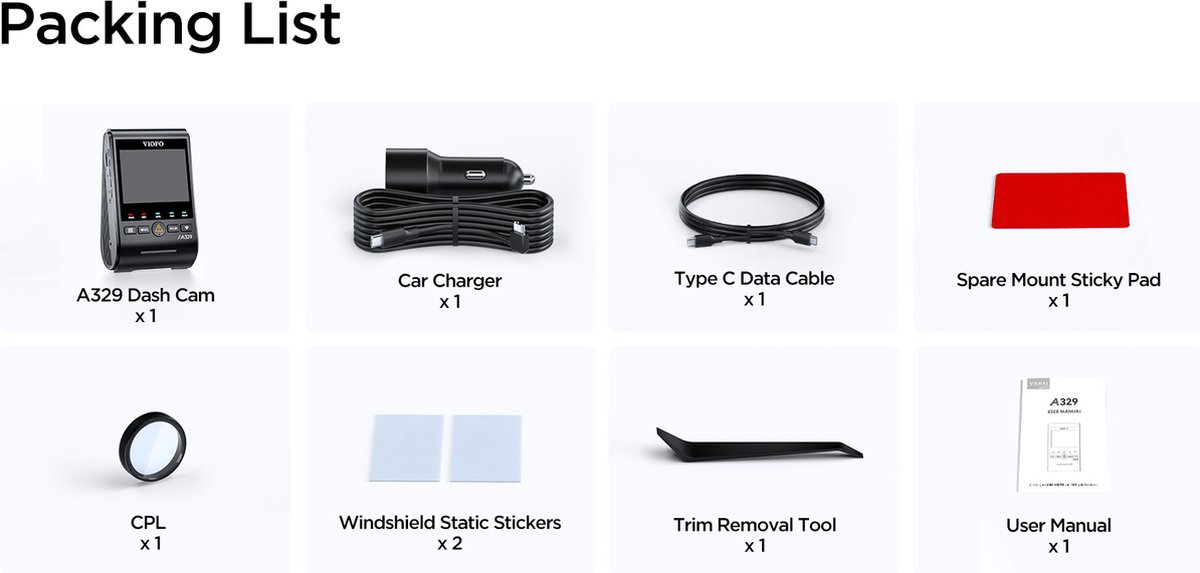 VIOFO A329 1CH - 4K dashcam met Sony STARVIS 2 thumbnail 3
