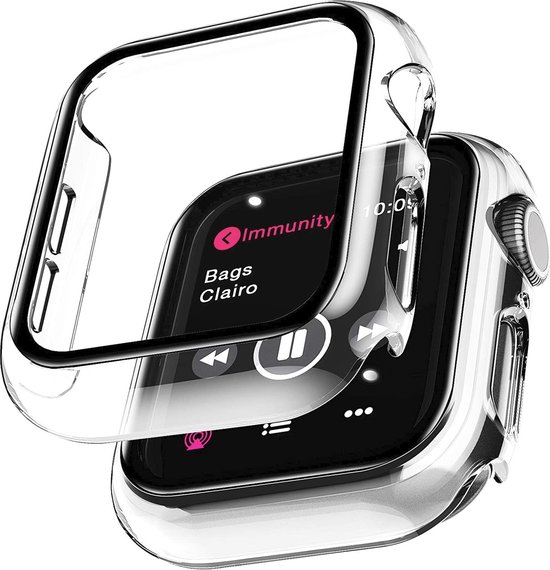 Transparante Apple Watch case beschermhoes die deels is geopend.