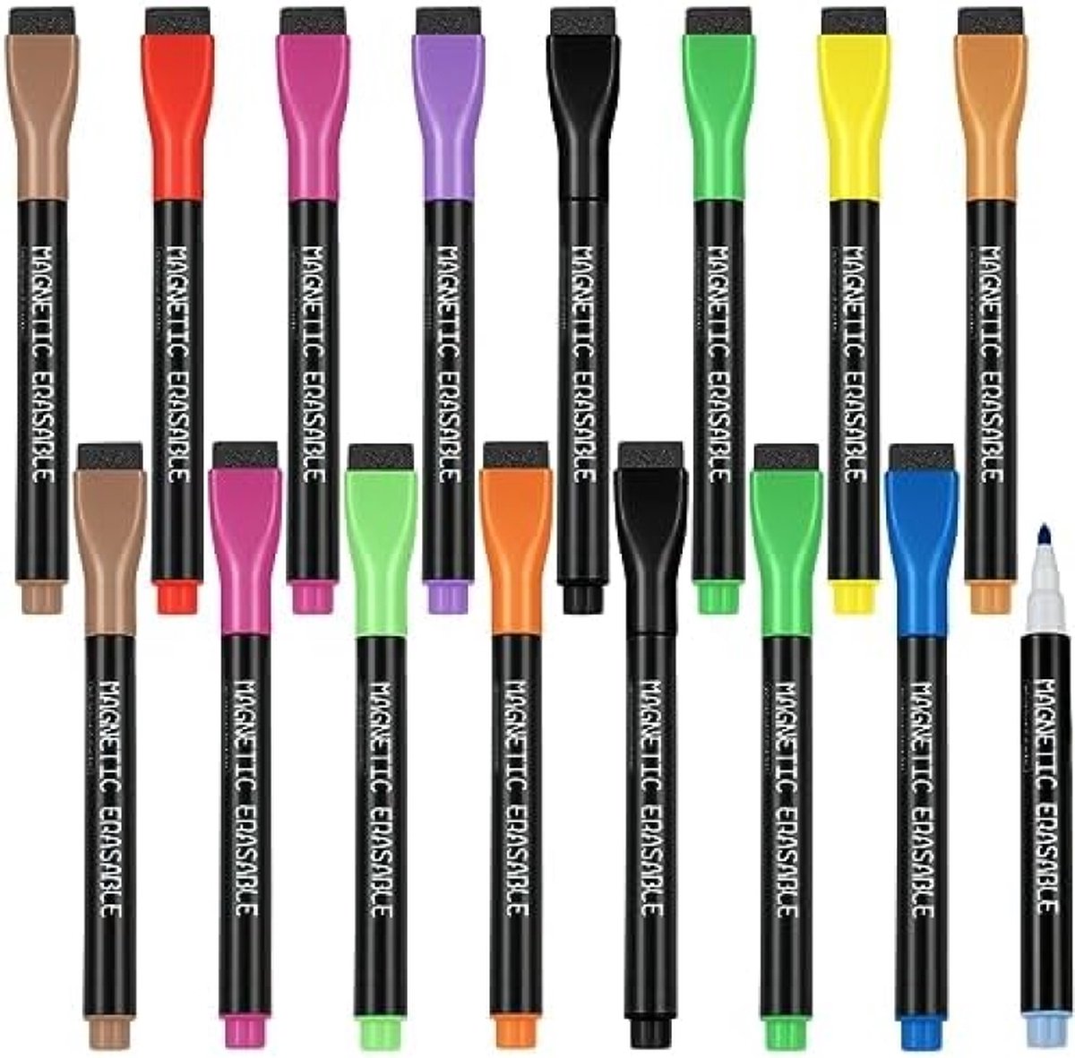 Whiteboard Markers, 16 stks Magnetische Dry Erase Markers, Whiteboard Pennen Magnetische Eraser Cap Marker Pennen Veeg Gum Met Gum Fijne Tip Whiteboard Pen Voor Kinderen (Multicolor)