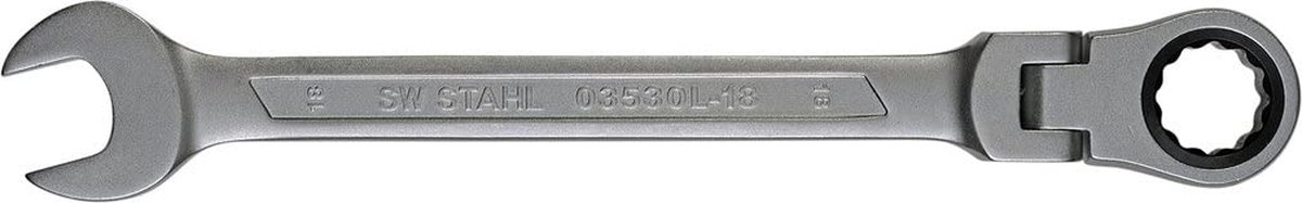 SW-Stahl 03530L-18 ringratelsleutel 18 mm I ringsleutel met scharnier I 72 tanden I steeksleutel met ringratel I ringratel steeksleutel SW 18