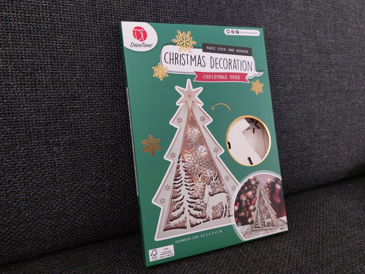 Kerst Knutselset - Houten 3D-Kerstboom - 3D Kerstdecoratie - Houten Kerstdecoratie - Kerstknutselen voor Kinderen