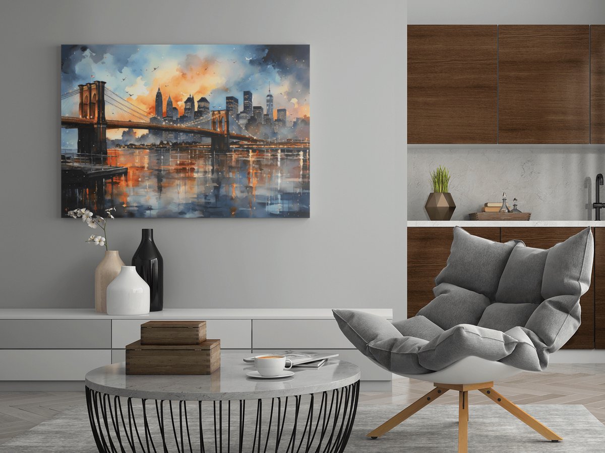 Canvas Schilderij - Abstract - Kunst - New York - Stad - 60x40x2 cm