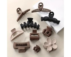 Set 10 Haarklemmen - Bruin - Zwart - Beige - Goede Kwaliteit - Perfect Als Cadeau - Haaraccessoires