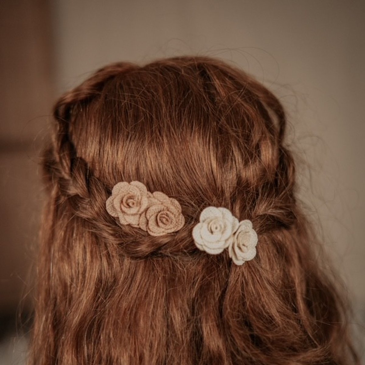 Haarspeldjes Meisje – Antislip - Baby - Rozen - Bruin - crème - 2 stuks