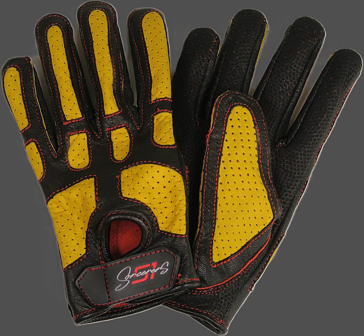 Sorcerers 51 Dames racehandschoen Geel/Yellow maat 7