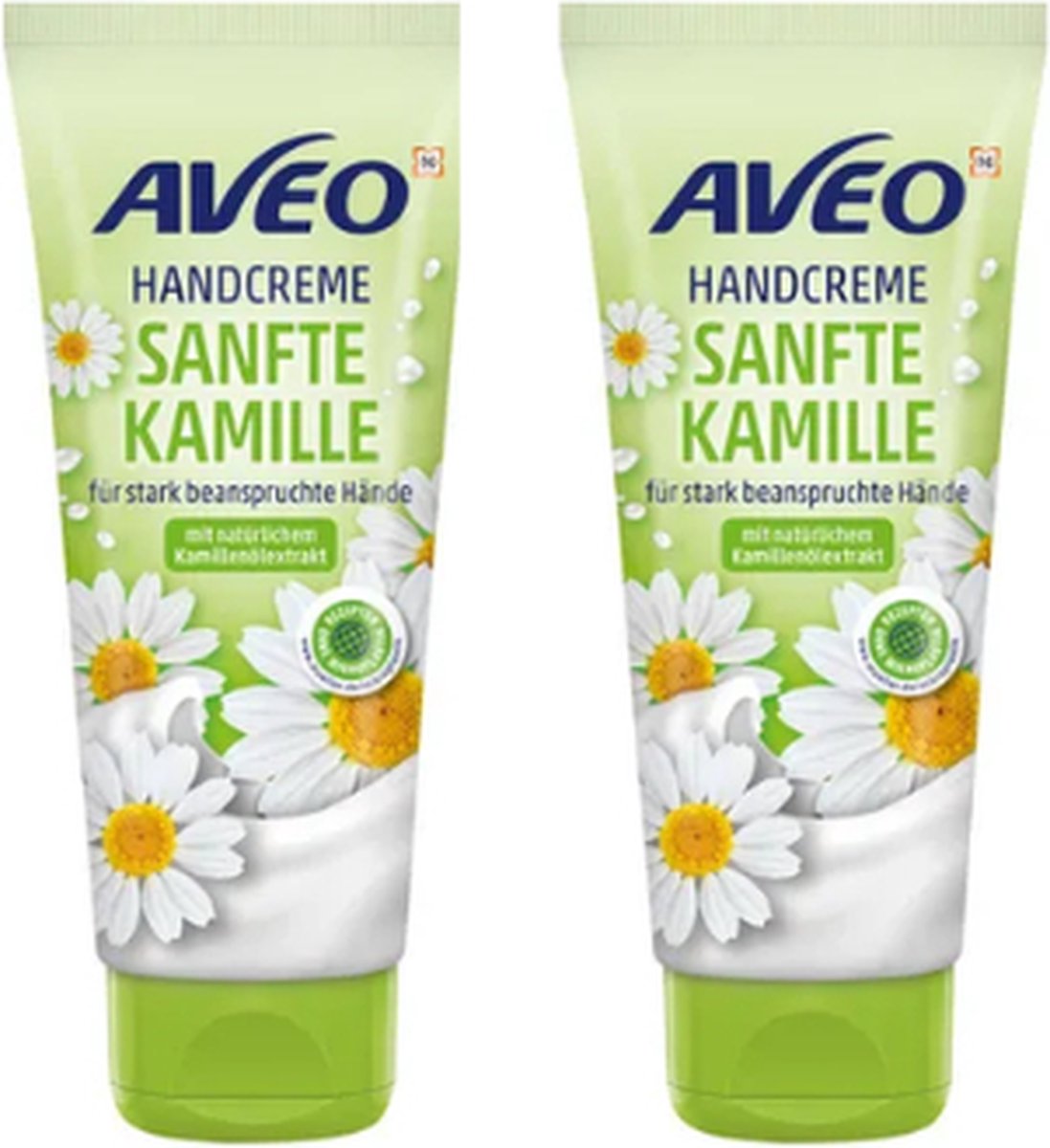 AVEO Handcrème Kamille - 2x 100 ml | Verzorgende Handcrème met Kamille en Sheabutter - Dermatologisch Getest - Handcrème met Kamille
