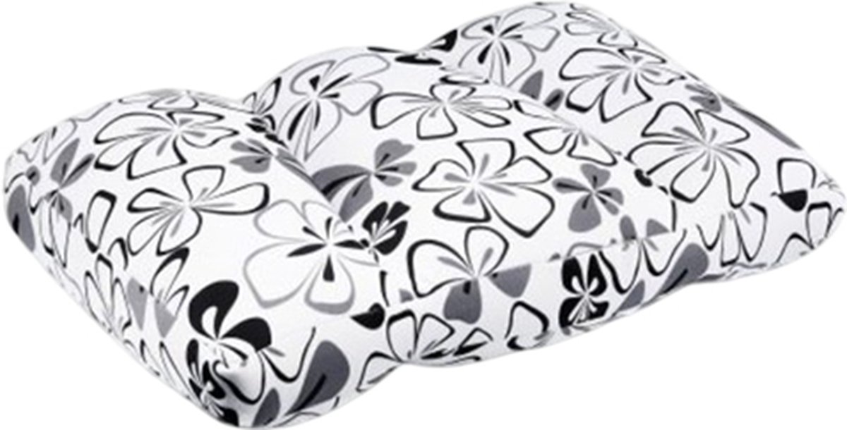 Kuschelmaxx hoofdkussen - tegen nekklachten - Bloemen nero design - Stevig en zacht kussen met mooie print. Gevuld met microgranulaat, vormvast en wasbaar. Ideaal voor op de bank, bed of op reis. Afmeting 60 x 40 cm. 3 zones