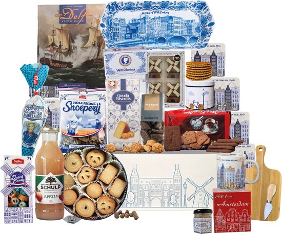 Cadeaupakket - Geschenkpakket - Holland Pakket nr 4 - Cadeaupakket met diverse Hollandse lekkernijen en Hollandse cadeautjes