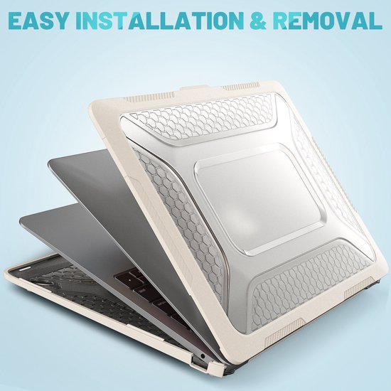 Turtle Shift Laptopcover Shield geschikt voor MacBook Air 13' inch - 2020 en 2018 - A2337 / A2179 / A1932 - Beige