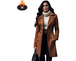 Nivard Mantel Dames - Tussenmantel - Jas - Mantelpakje - Trenchcoat - Overjas - Overcoat - Winter - Donkerbruin - M
