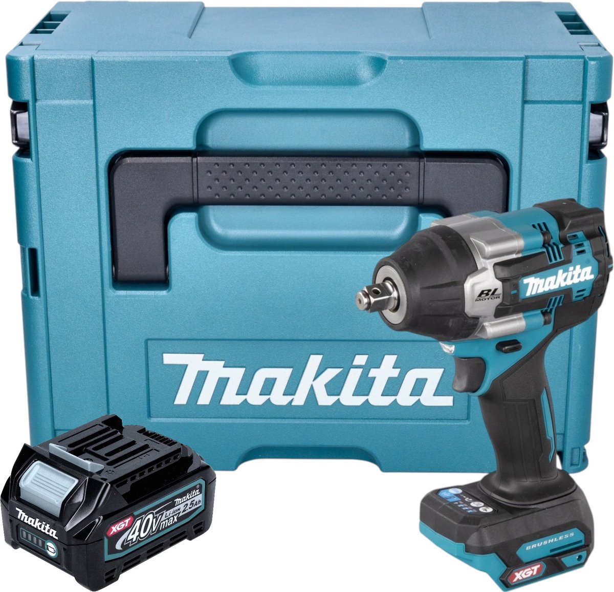 Makita TW 007 GD101 Accu-slagmoersleutel 40 V max. 760 Nm 1/2'' borstelloos + 1x oplaadbare accu 2,5 Ah + Makpac - zonder oplader