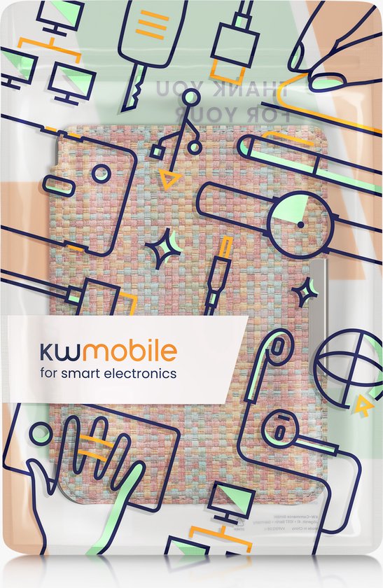 kwmobile ereader hoesje geschikt voor Kobo Clara BW / Colour - Case met magnetische sluiting - Hoes voor e-reader in geel / rood / groen - Kleurrijk weefpatroon design van Merkloos — afbeelding 4