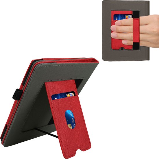 kwmobile flip cover voor e-reader - geschikt voor Pocketbook InkPad 4 / Color 3 / Color 2 / Vivlio InkPad 4 / InkPad Color 3 - Van imitatieleer en -suède - In rood / donkergrijs van kwmobile — afbeelding 4