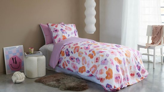 Snoozing Noraly Dekbedovertrek - Eenpersoons - 140x200/220 cm + 1 sloop) - Roze/Paars