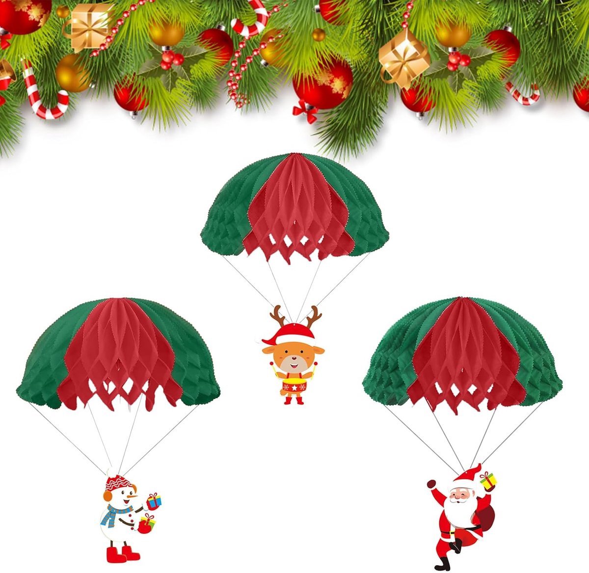 Kerstfeest In Stijl: Set Van 3 Hangende Honingraatballen Voor Een Feestelijke Sfeer