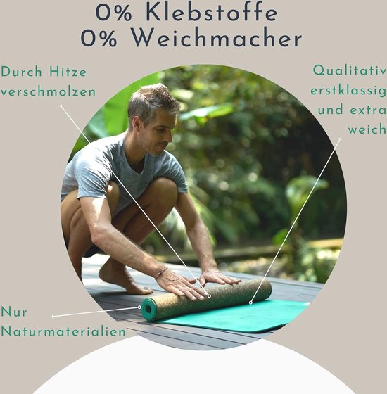 Yogamat XXL van natuurlijk rubber en kurk - extra breed en lang, antislip fitnessmat 183 x 68 x 0,4 cm van Yogamat — afbeelding 4