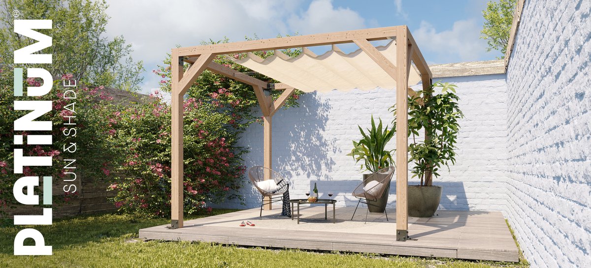 Platinum Sun & Shade Coolfit voile d'ombrage rétractable, B200xL300cm, Sable