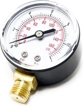 Manomètre à Glycérine TC Technic - 0-12 Bar / 170 PSI - Diamètre 63mm - Filetage 1/4" - Pour Air Et Liquides