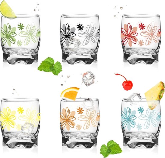 Excelsa Boheme Blue Set van 6 waterglazen met gedecoreerde voet, glas