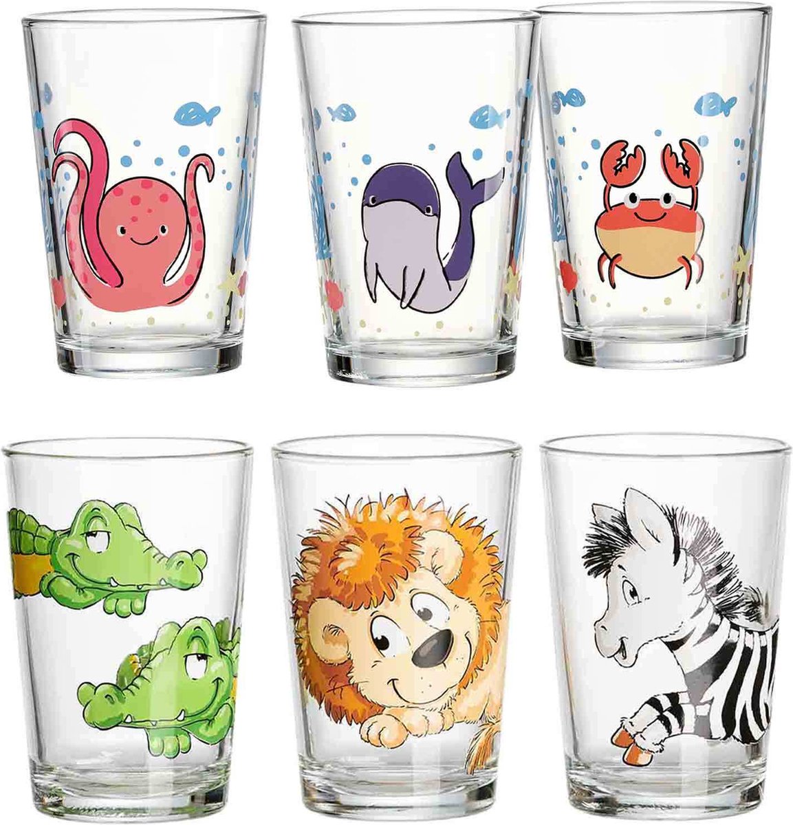 Kindergläser Meeres- und Zootiere 205 ml Set van 6