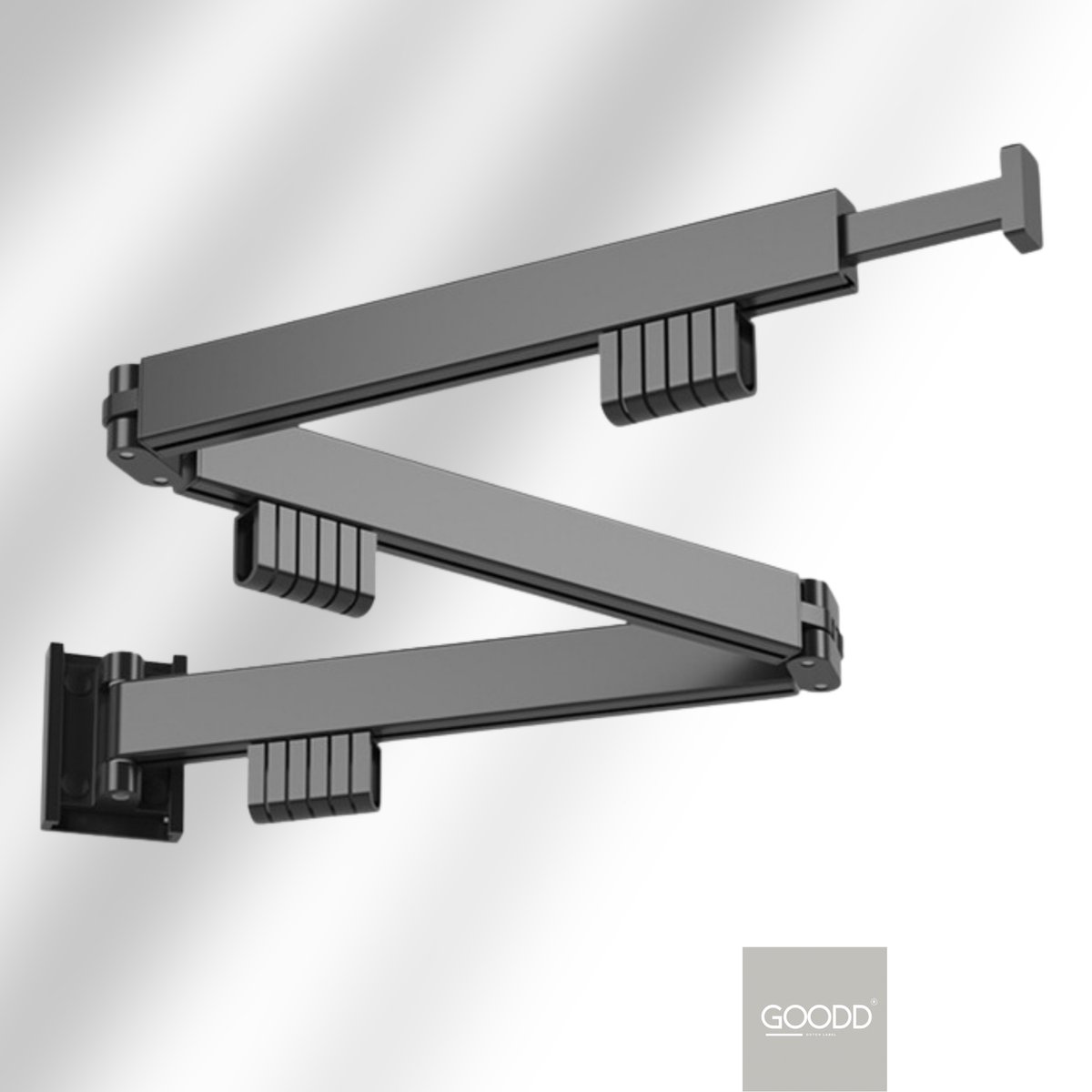 BaderiQ - Droogrek - Wasrek - Model 2023 - Inklapbaar - Uittrekbaar - Zwart - BaderiQ Boulogne - Rvs poudercouting mat zwart - 4 armen totaal 114 cm