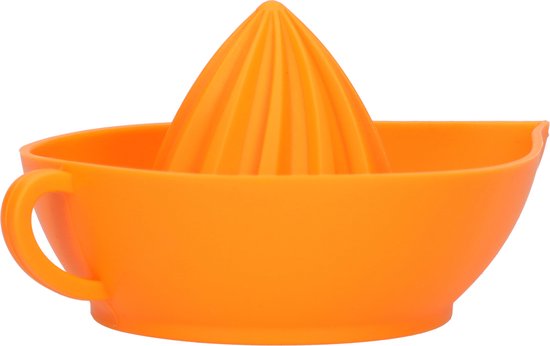 Siliconen Citruspers - Citroenpers - Handmatig - Handig en compact - Met een schenktuit zodat je makkelijk kan inschenken Heeft oor - 100ML - Oranje van Merkloos — afbeelding 2