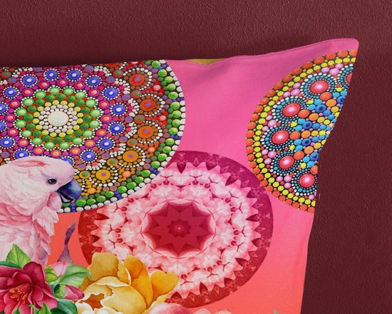 HIP dekbedovertrek mandalas, bloemen en roze papegaai - Lits jumeaux 240x200/220 cm - Multi - 100% Katoen satijn van HIP — afbeelding 4