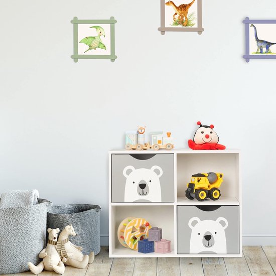Armoire Enfant Design Ours - Meuble de Rangement pour Jouets et Boeken, 48 ​​​​x 60 x 24,5 cm