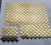 Glasmozaiek - waaier gold - bladgoud op glas 68x61mm - op matje 300x300x6mm - verkoop per stuk 0.09M2