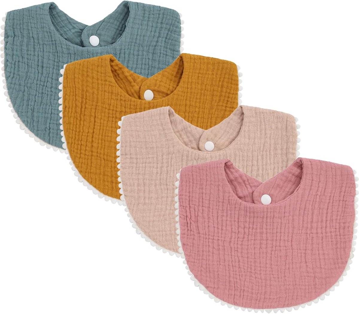 Goedkoopste Baby Slabbetjes Set van 4 met Drukknopen voor Jongens en Meisjes