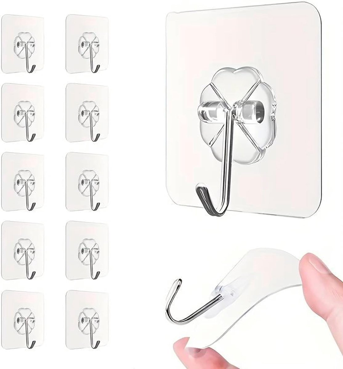 Goedkoopste Zelfklevende haken voor muur - Sterke hangers zonder boren - 10 kg capaciteit voor sleutels, handdoeken en meer