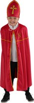 Zebra & Friends Sinterklaas Cape - Maat 128 - Sinterklaas Cadeautje - Cape met Mijter - Verkleedkleding - Velours - Rood