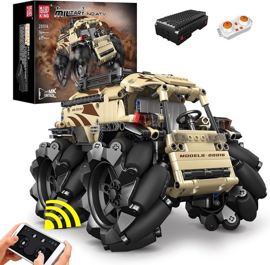 Mould King - RC Mecanum bouwpakket | Radiografisch bestuurbare auto | City speed champions adventure | Creator classic motor modelbouw compatibel met lego sluban mega | Technisch speelgoed ideas voor expert volwassenen & kinderen | 617 bloks