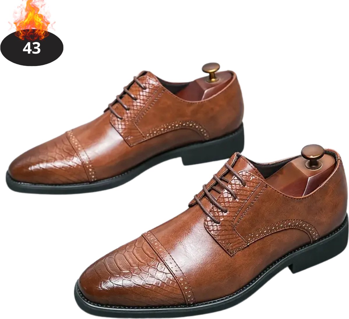 Bovista Nette Schoenen Heren Business Schoenen Bruiloft Kantoorschoenen Met Veters Donkerbruin