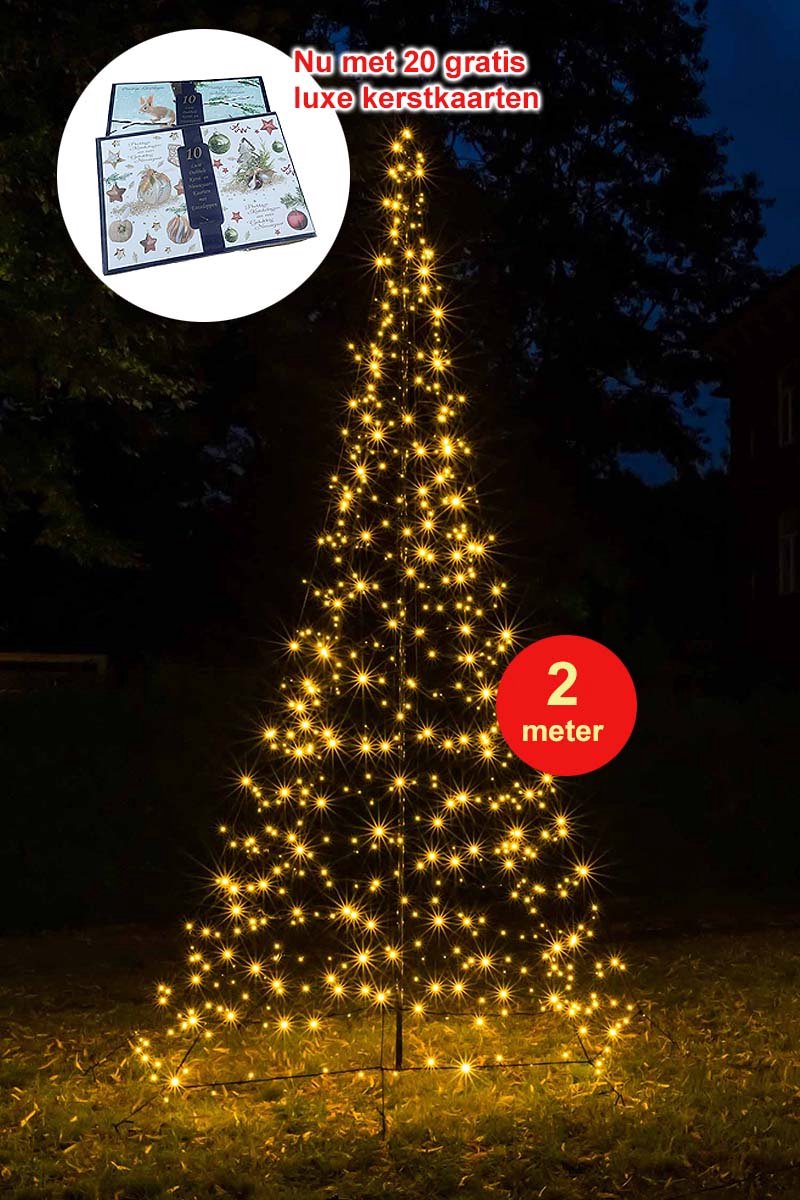 Galaxy LED Kerstboom - Vlaggenmast Verlichting - Inclusief Mast - 2 Meter - Warm wit - 300 LED