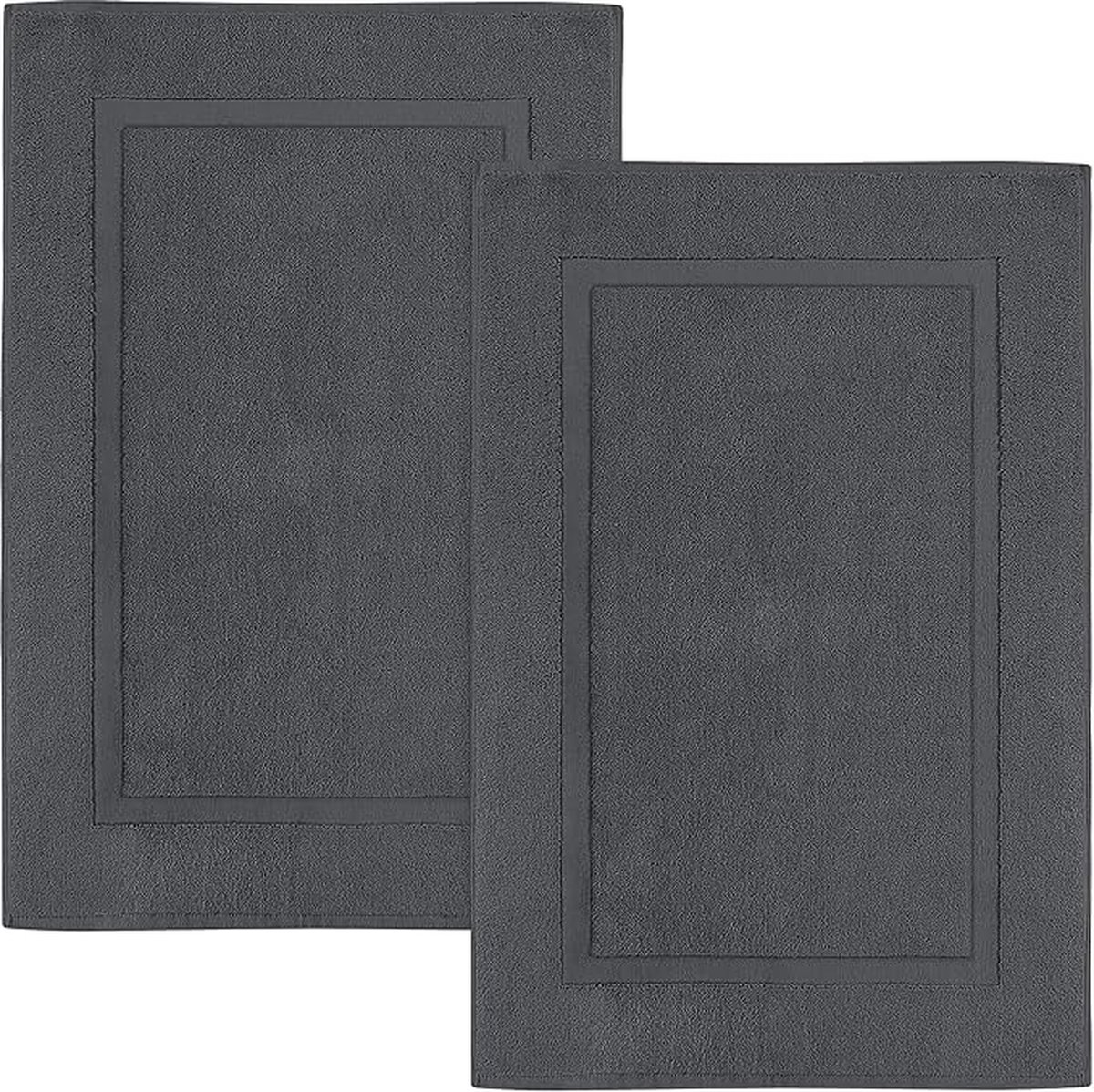 Towels - Badmatten van katoen, [geen badkamertapijt], 53 x 86 cm, 100% ringgesponnen katoen, zeer absorberend en machinewasbaar, voor douche en badkamer (2 stuks) (Grijs)