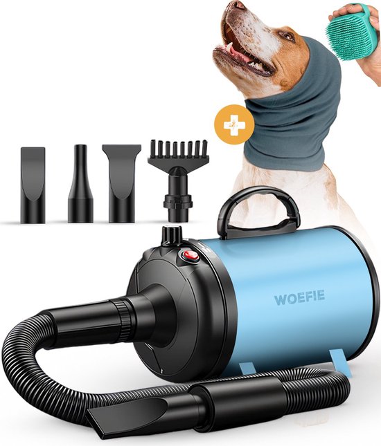Professionele Hondenfohn/Waterblazer - Waterblazer voor Honden - 3200W - Stil Design - Blauw