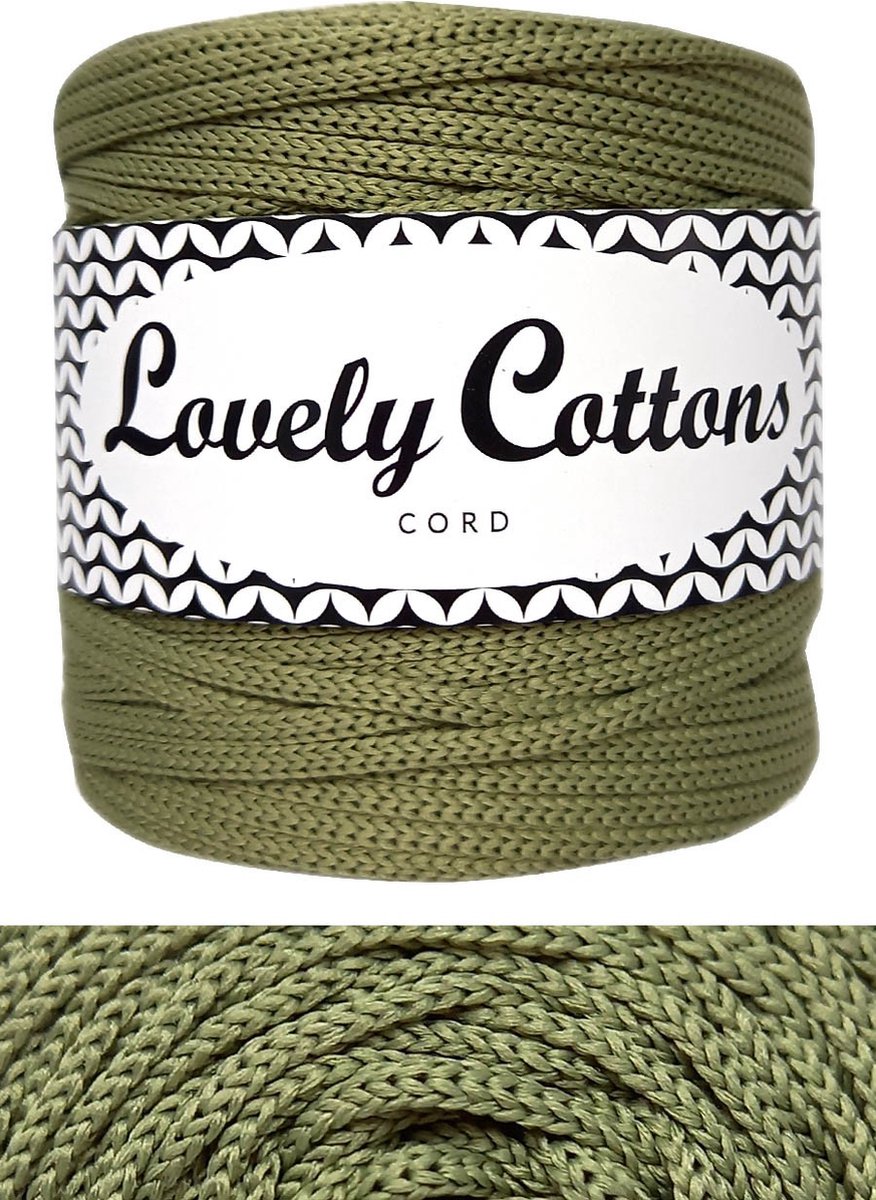 polyester koord lovely cottons 3mm donker olijf 100 meter