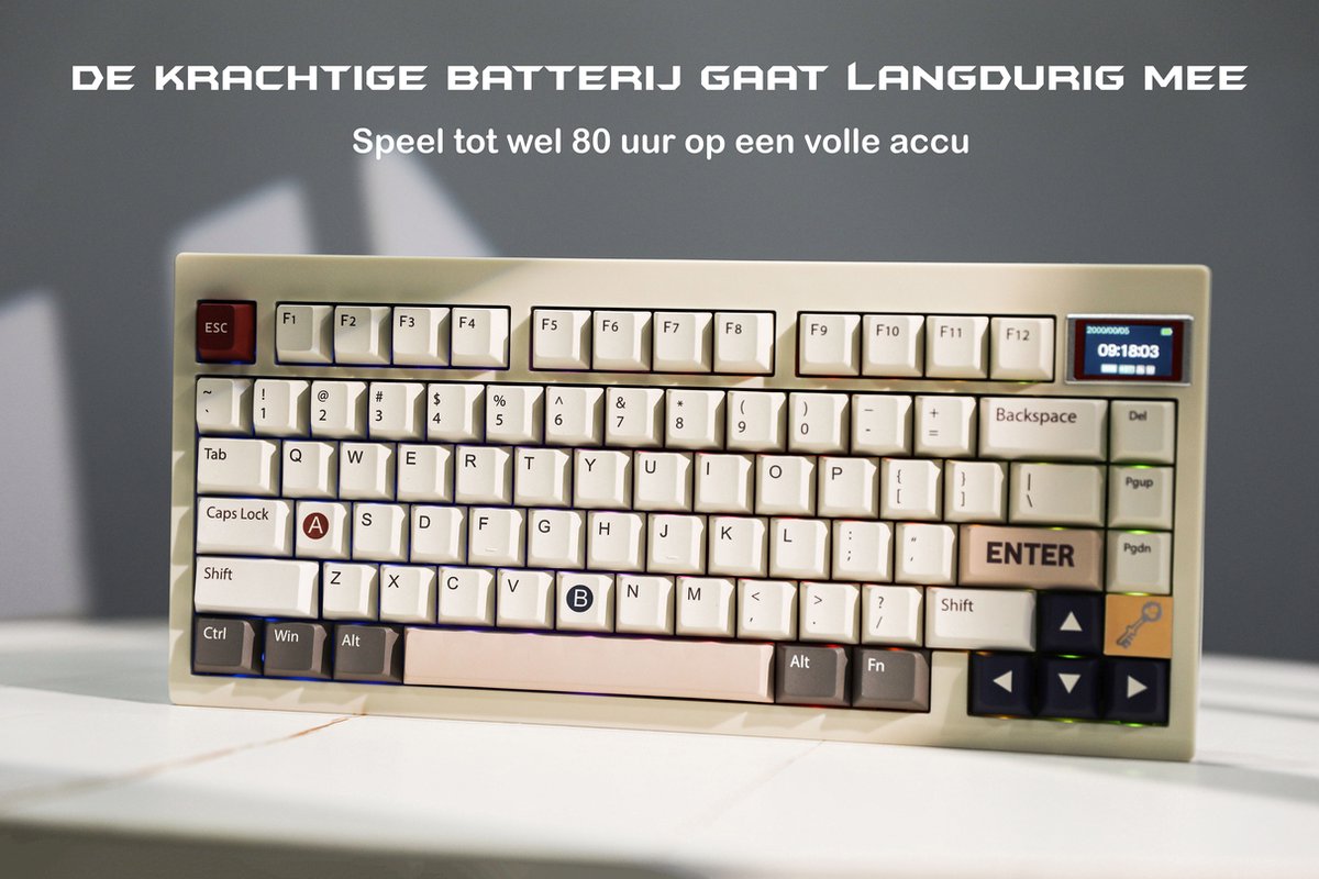 EPOMAKER TH80 Pro V2 - Wit - Mechanisch Draadloos Toetsenbord - 75% - QWERTY - Mechanical Keyboard met Mini Scherm - Wisteria Linear thumbnail 4