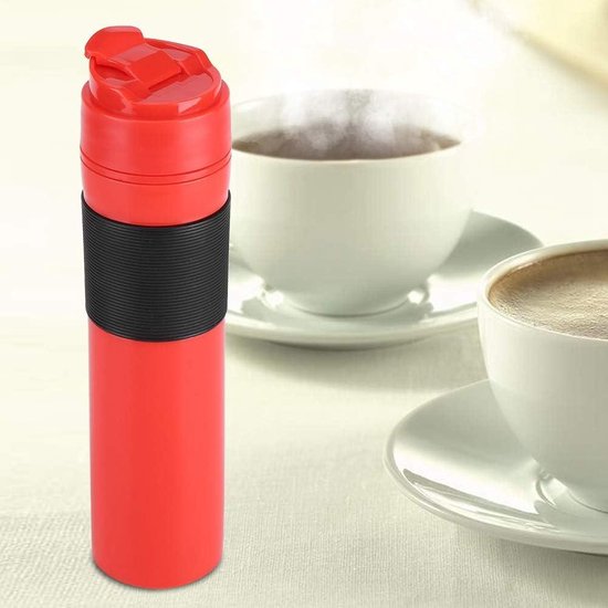 Draagbare reiskoffiezetapparaat, espressomachine, oplaadbaar, 12 V en tas voor camping en auto, snelle verwarming, compatibel met K-Cup capsules en gemalen koffie, voor reizen (zwart