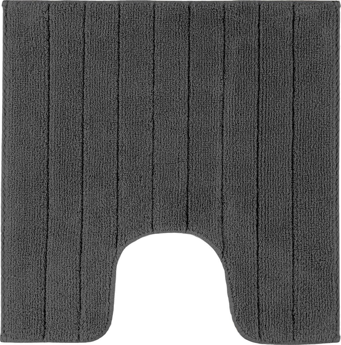 Casilin WC-mat Antislip Luca - 59x59cm - Met Uitsparing - Vierkante Badmat - Waterabsorberend - Wasbaar en Sneldrogend - 100% Katoen - Grijs