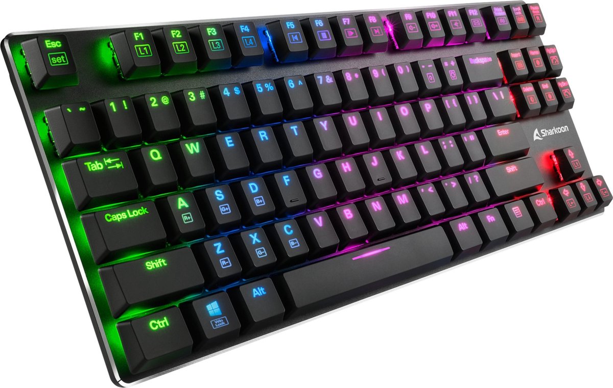 Sharkoon PureWriter TKL RGB gaming toetsenbord RGB leds, TKL