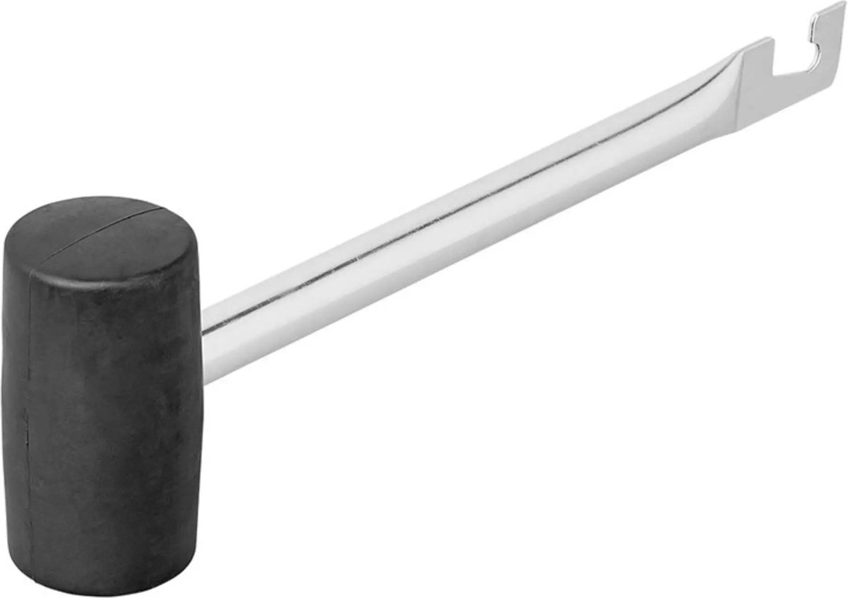 ProPlus Camping hamer - zwart - rubber - 28 cm - haringen inslaan - metalen steel - uittrek haak