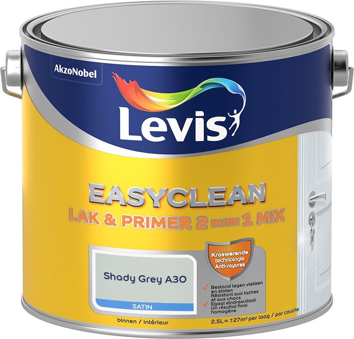 Levis - Easyclean Lak & Primer 2-In-1 Mix - Shady Grey A30 - Mengverf - 2,5 L